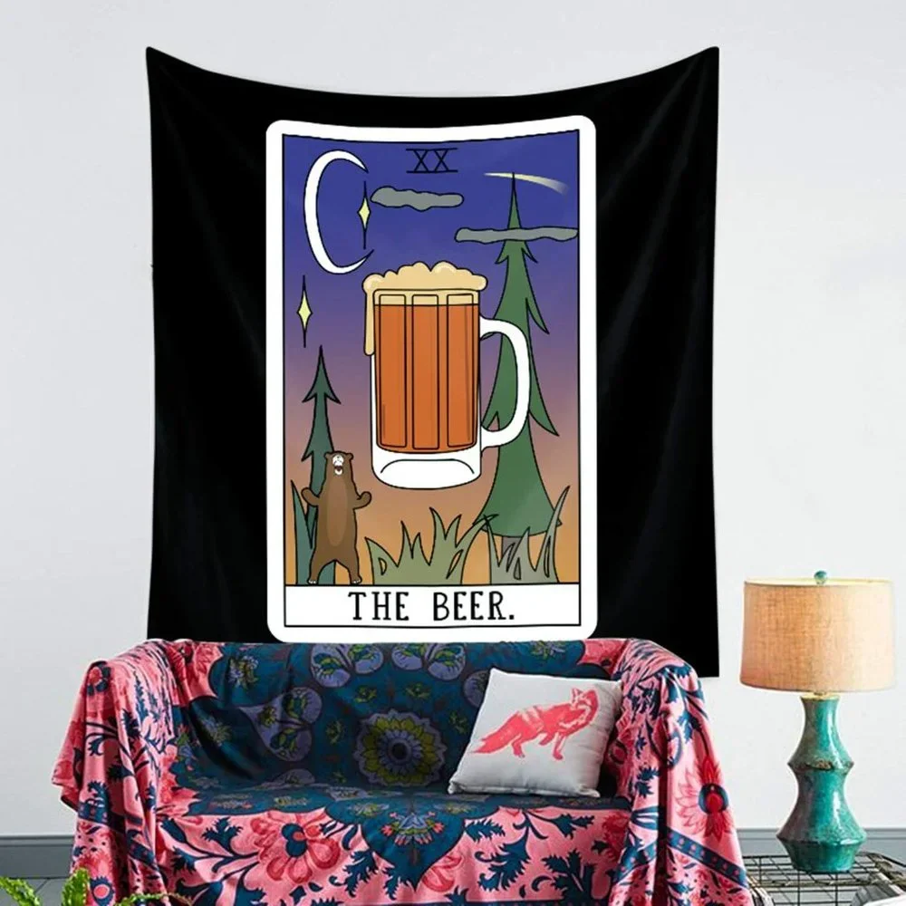 The BEER Tarot Card Wall Decor Tapestry Witty Fun Dorm Wall Decor NEW